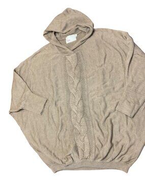 Yoon Womens Hooded Sweater With Cable Knit Design Size L Light Brown